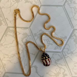 USA Flag Egg Pendant Necklace